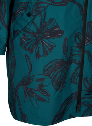 Zizzi Regnjacka med tryck, Deep Teal Black, Packshot image number 3