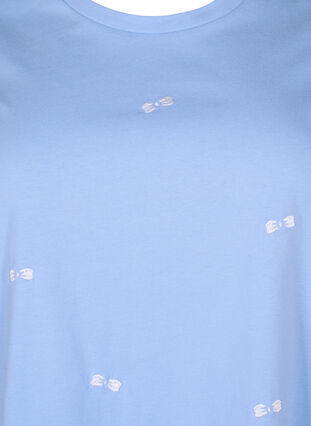 Zizzi T-shirt i ekologisk bomull med rosetter, Serenity W. Bow Emb., Packshot image number 2