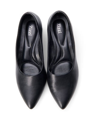 Zizzi Wide fit - Pumps i skinn med spetsig tå, Black, Packshot image number 2