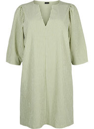 Randig klänning med trekvartsärm, Green Stripe