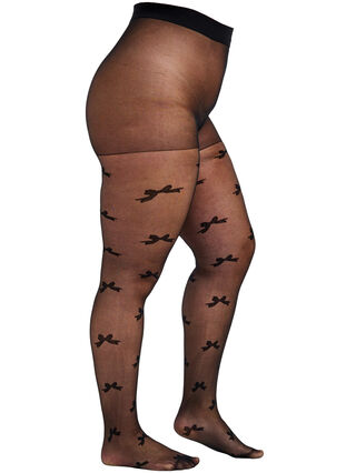 Zizzi  Tights i 30 denier med rosettmönster, Black, Packshot image number 0