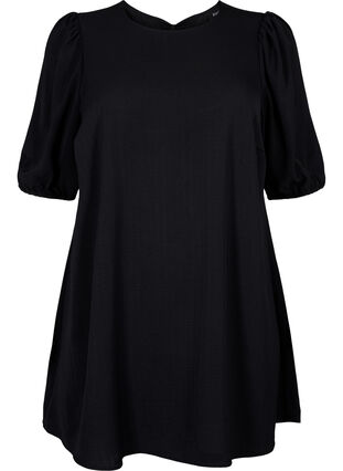 Zizzi Kort klänning med rosett baktill, Black, Packshot image number 0