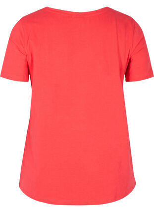 Zizzi Enfärgad t-shirt i bomull, Hibiscus, Packshot image number 1