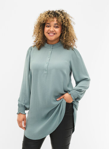 Zizzi Tunika med smock, Chinois Green, Model image number 0