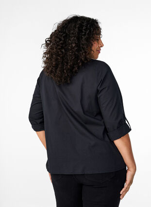 Zizzi FLASH – Skjorta med virkad detalj, Black, Model image number 1