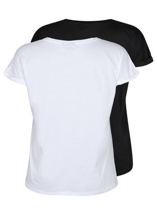 Zizzi 2-pack kortärmade t-shirtar, Bright White / Black, Packshot image number 1