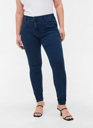 Zizzi Super slim Amy jeans med hög midja, Dark blue, Model image number 4