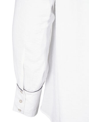 Zizzi Långärmad skjortblus i viskos med volang, Bright White, Packshot image number 3