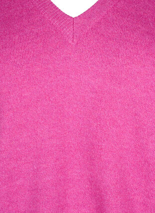 Zizzi Melerad pullover med V-ringning, Rose V. w. White Mel, Packshot image number 2