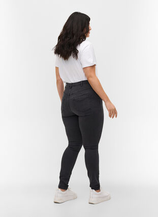 Zizzi Super slim Amy jeans med hög midja, Grey Denim, Model image number 1
