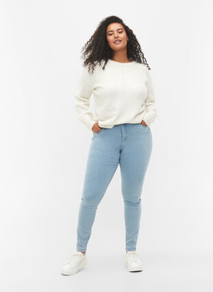 Zizzi Super slim Amy jeans med hög midja, Ex Lgt Blue, Model image number 0