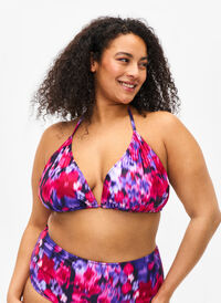Triangel-bikinibehå med tryck, Pink Flower AOP, Model