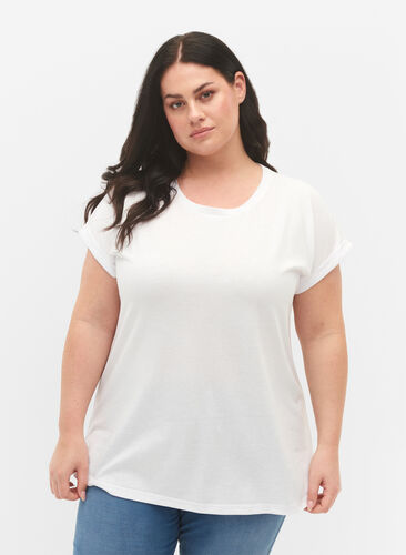 Zizzi 2-pack kortärmade t-shirtar, Bright White / Black, Model image number 0