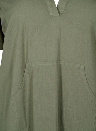 Zizzi Huvklänning i bomullsblandning med linne, Deep Lichen Green, Packshot image number 2