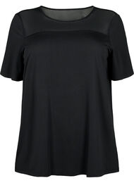 Kortärmad tränings-t-shirt med mesh, Black