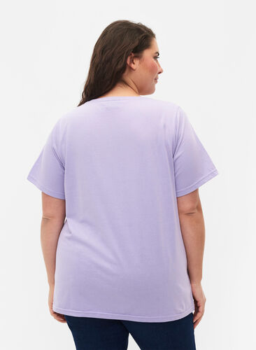 Zizzi FLASH - T-shirt med motiv, Lavender, Model image number 1
