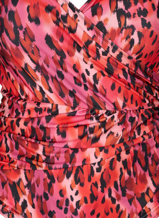 Zizzi Baddräkt med tryck och omlotteffekt, Red Leopard AOP, Packshot image number 2