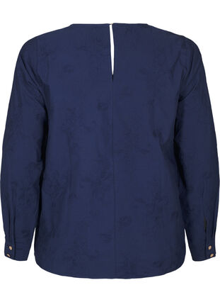 Zizzi Långärmad blus med broderi, Naval Academy, Packshot image number 1