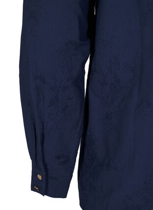 Zizzi Långärmad blus med broderi, Naval Academy, Packshot image number 3