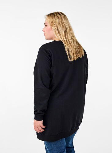 Zizzi Tunika i sweatshirttyg med metalldetaljer, Black, Model image number 1