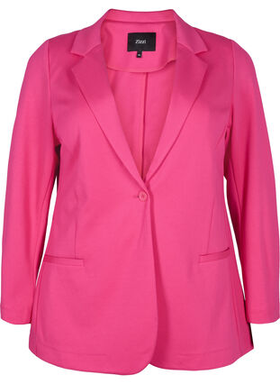 Zizzi Enkel blazer med knapp, Raspberry Sorbet, Packshot image number 0