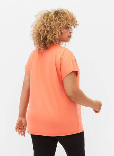 Zizzi Kortärmad t-shirt för träning, Living Coral, Model image number 1