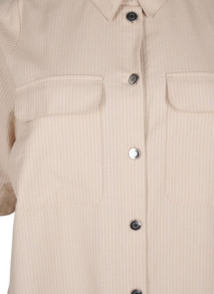 Zizzi Randig tunika med knappar och bröstfickor, Oxford T. Wh. Stripe, Packshot image number 2