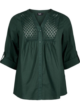 Zizzi FLASH – Skjorta med virkad detalj, Scarab, Packshot image number 0
