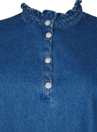 Zizzi Denimklänning med volanger och A-skärning, Blue Denim, Packshot image number 2