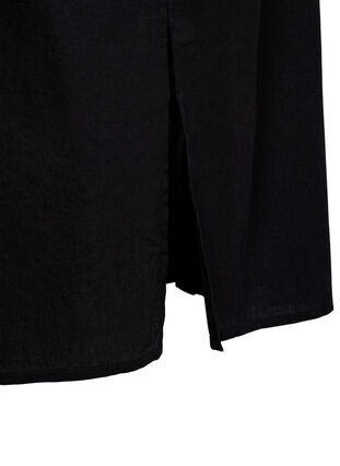 Zizzi Lång skjorta i bomullsblandning med linne, Black, Packshot image number 3