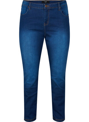 Zizzi Slim fit Emily jeans med normalhög midja, Blue Denim, Packshot image number 0