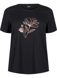 FLASH - T-shirt med motiv, Black R. Gold Flower