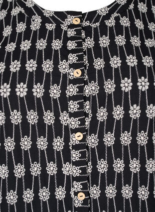 Zizzi Skjortblus i bomull med blommönster, Black, Packshot image number 2