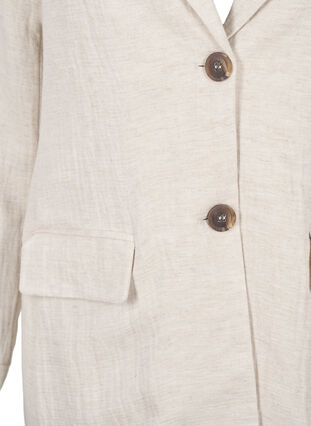 Zizzi Blazer i en materialblandning med linne, Rainy Day, Packshot image number 2