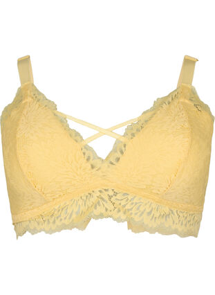 Zizzi Bralette med snördetalj och mjuk vaddering, Pale Banana ASS, Packshot image number 0