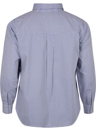 Zizzi Skjorta i ekologisk bomull med pärlbroderi, Blue White Stripe, Packshot image number 1