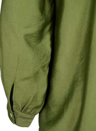 Zizzi Viskosblus med volanger, Loden Green, Packshot image number 3