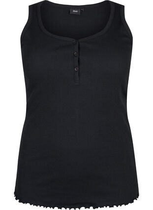 Zizzi Ribbat linne med knappar, Black, Packshot image number 0