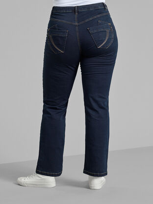 Zizzi Regular fit Gemma jeans med hög midja, Blue denim, Model image number 1