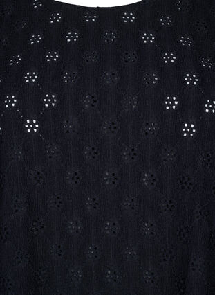 Zizzi Kortärmad blus med hålmönster, Black, Packshot image number 2
