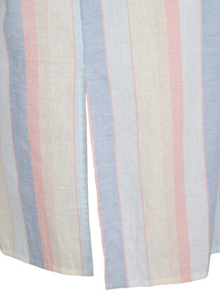 Zizzi Lång skjorta i bomullsblandning med linne, Multi Color Stripe, Packshot image number 3