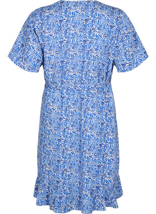 Zizzi FLASH – Kortärmad omlottklänning, White Blue AOP, Packshot image number 1