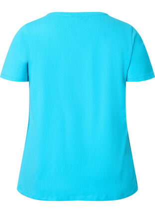 Zizzi Enfärgad t-shirt i bomull, Blue Atoll, Packshot image number 1