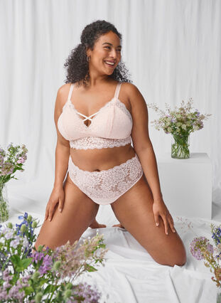 Zizzi Bralette med snördetalj och mjuk vaddering, Peach Blush, Image image number 0