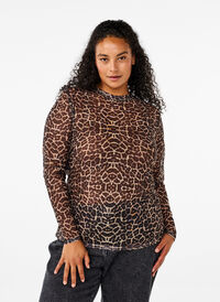 Meshblus med leopardmönster, LEO AOP, Model