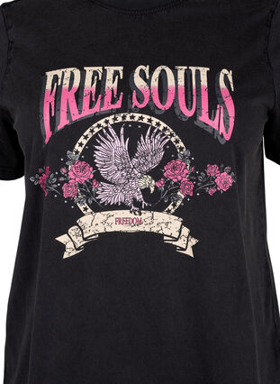 Zizzi Organic Cotton T-shirt med Eagle Artif, Grey Free Souls, Packshot image number 2