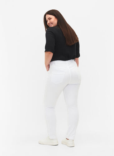 Zizzi Emily jeans med smal passform och normal midja, White, Model image number 1