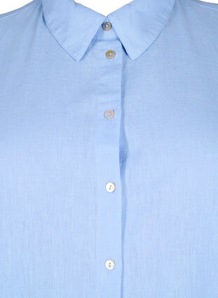 Zizzi Lång skjorta i bomullsblandning med linne, Serenity, Packshot image number 2