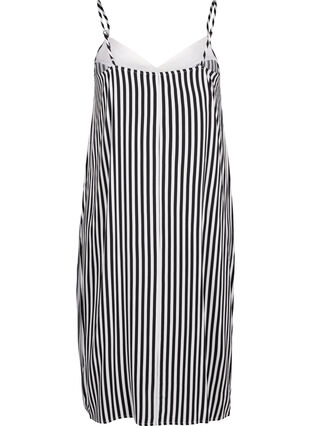 Zizzi Flash - Randig klänning i viskos med band, Black White Stripe, Packshot image number 1
