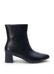 Wide fit - Ankelboots med klack i läder, Black